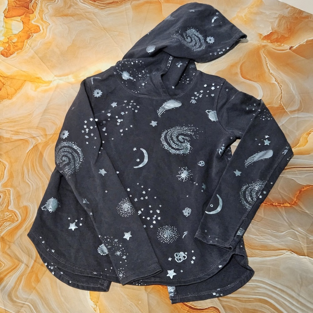 Tea Collection Girls Hoodie Size 8 Celestial Stars Moon Galaxy Print